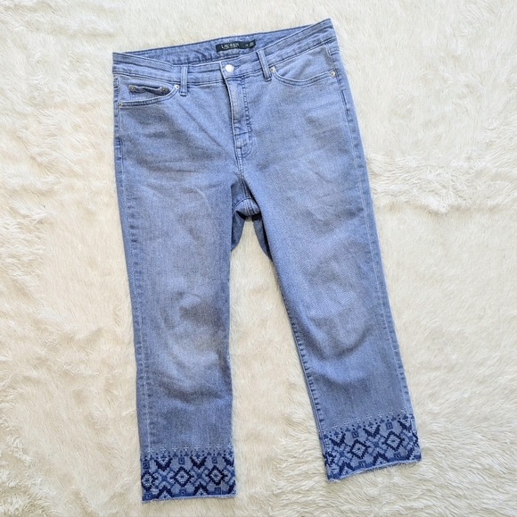 Lauren Ralph Lauren Blue Embroidered Straight Crop Jeans Size 12 - Picture 2 of 13
